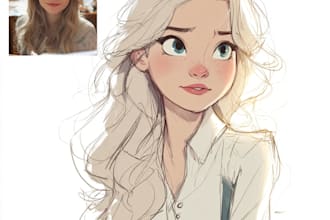 draw a portrait in semi realism disney cartoon style