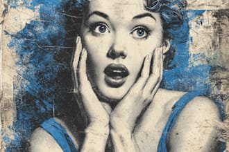 create distressed vintage retro comic art for tshirts, posters or books