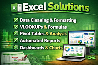 clean data and create excel reports using formulas, vlookups and pivottables