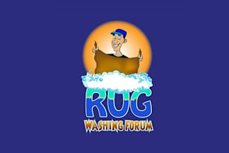 create a motivation cartoon logo for rug wash