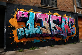 create custom graffiti throw up for your logo, text or tag
