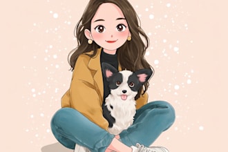 draw a cute cartoon portrait of your pet dog