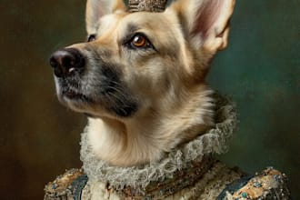 do a custom renaissance royal pet portrait to oil painting