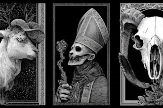 draw horror and dark art gothic line art illustrations