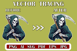 vectorize image and logo with high quality manual tracing