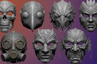 design 3d mask halloween mask 3d helmet oni mask 3d cosplay for printing