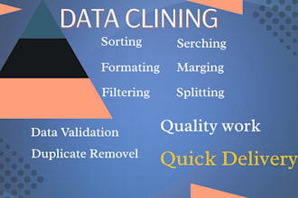 clean, merge ,format , split, sorting excel data