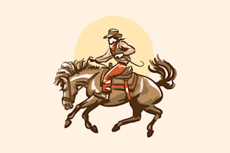 draw vintage western cowboy for t shirt graphic
