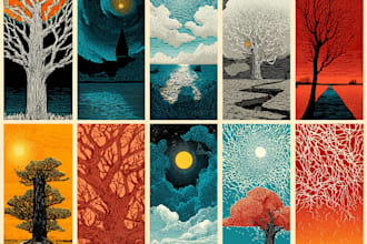 do linocut or woodcut illustrations
