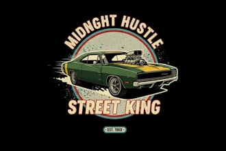 design custom vintage racing car logo with t shirt design