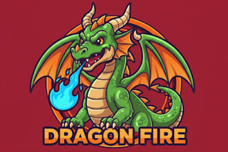 create modern style dragon mascot logo design with business