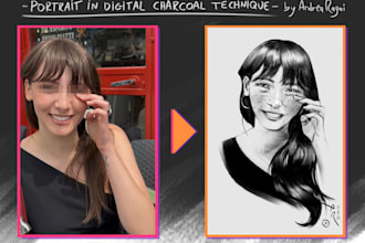 do a illustration in digital charcoal technique no ai