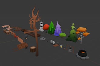 design simple low poly 3d models for games