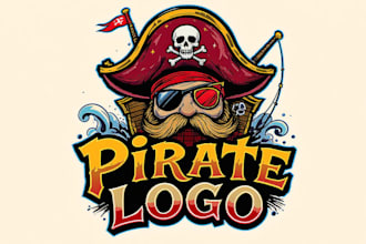 do modern colorful skull pirate illustration logo design