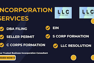handle business incorporation and registration with  llc, inc and dba setup