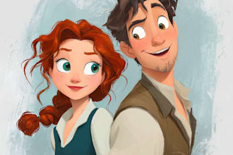 beautiful portrait in disney cartoon
