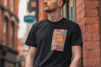 create t shirt design animal food illustration in cute kawaii style