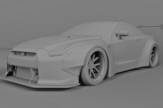 complex 3d car model,widebody kits,car parts,bumper, fender, skirt for 3d print