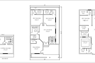 draw professional autocad 2d floor plans, house maps and drawings