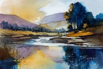 draw original watercolor landscape or architecture art
