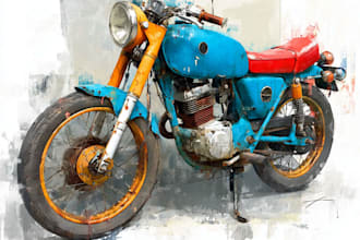 do digital watercolor image of your car, motorbike, vehicle