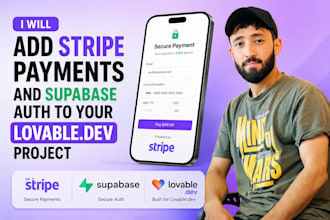 add stripe payments and supabase auth to your lovable dev or react app