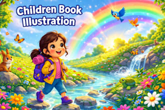 design professional children book illustration for kid and children book