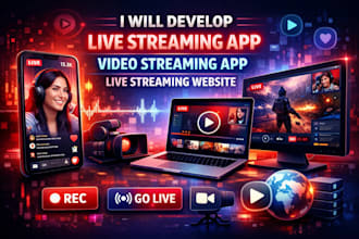 develop live streaming app, video streaming app, live streaming website