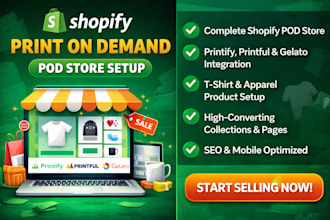 shopify print on demand, shopify pod store printiful printify gelato t shirt