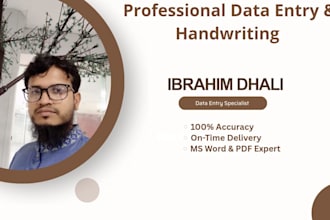 provide professional english handwriting and copy typing services