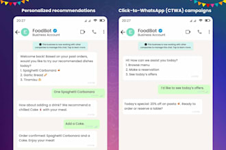 develop a powerful whatsapp, instagram and facebook chatbot for sales, support