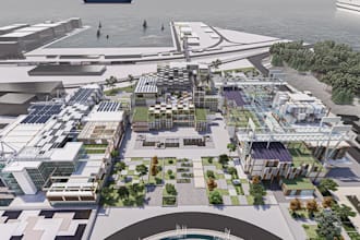 design sustainable smart city, architecture master plan,solar building rendering