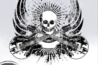 make high resolution skeleton skull rock guitar logo