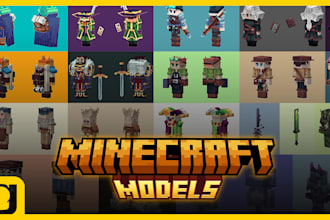minecraft items weapons and props in blockbench mineacraft model