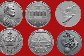 sculpt custom printable 3d coin model, bas relief medallion stl for 3d printing