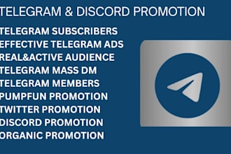 telegram ads, twitter, discord promotion, telegram subscribers pumpfun promotion