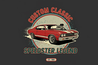 do custom vintage racing car logo with t shirt design