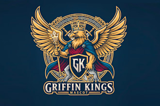 draw  wonderful grifine king mascot logo design with unlimited review