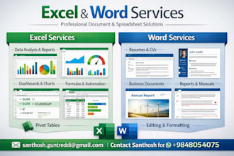 data entry, ms excel, ms word and power point