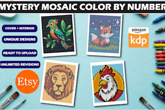 create unique mystery mosaic color by number coloring books for adults