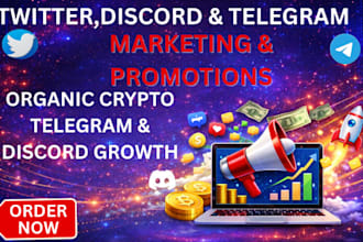 twitter telegram discord marketing ,crypto promotion, community growth marketing