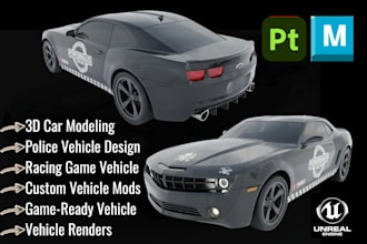 create game ready 3d car models, police interceptor vehicle for unity and unreal