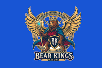 create stunning bear mascot logo with unique style