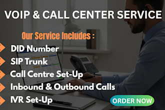 offer did number sip trunk call center setup with IVR inbound, outbound