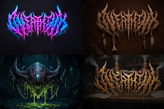 draw metal, brutal, death metal logo for your band, brand