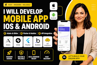 develop mobile app ios android with adalo glide, flutter, bubble API integration