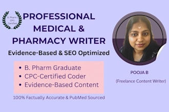 write professional medical, pharmacy, healthcare articles
