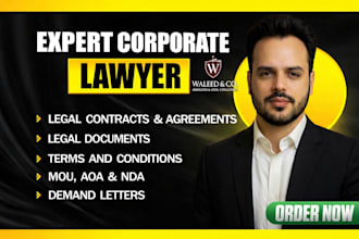 be your lawyer for legal agreements, contract, terms and conditions, mou or nda