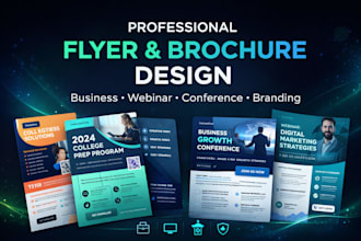 do business, webinar, conference, branding,  educational flyer, brochure design