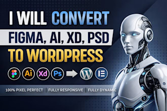 convert figma to wordpress, PSD to wordpress, figma to elementor